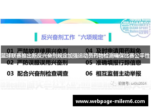 篮球联赛推出新反兴奋剂规定加强运动员药物检测确保比赛公平性