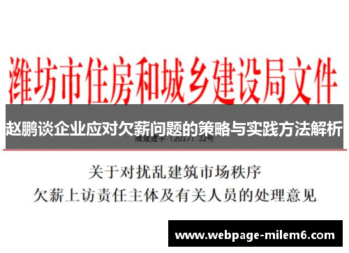赵鹏谈企业应对欠薪问题的策略与实践方法解析