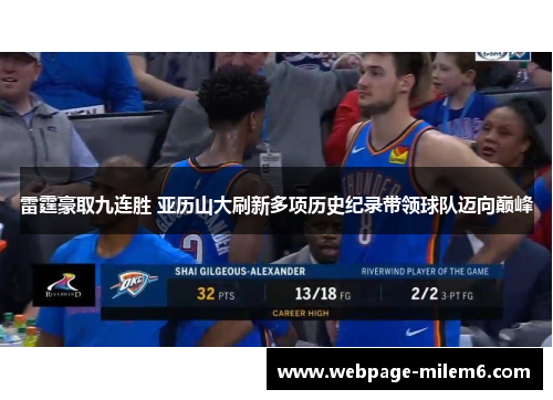 雷霆豪取九连胜 亚历山大刷新多项历史纪录带领球队迈向巅峰